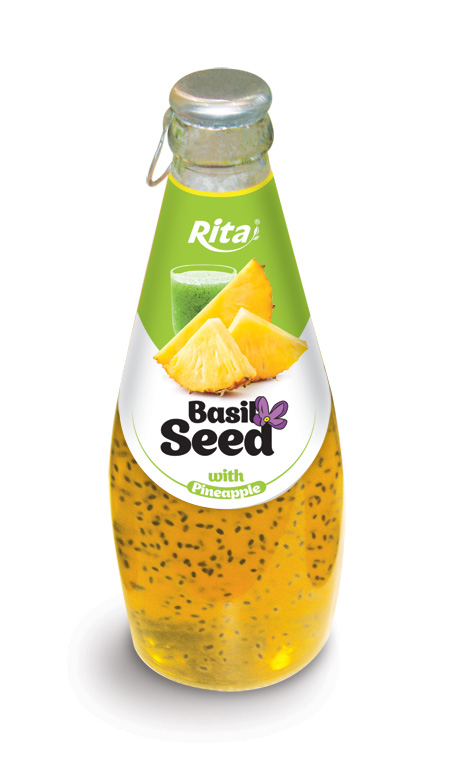 290ml Glass bottle Basil Seed Drink with Pineapple Flavor RITA